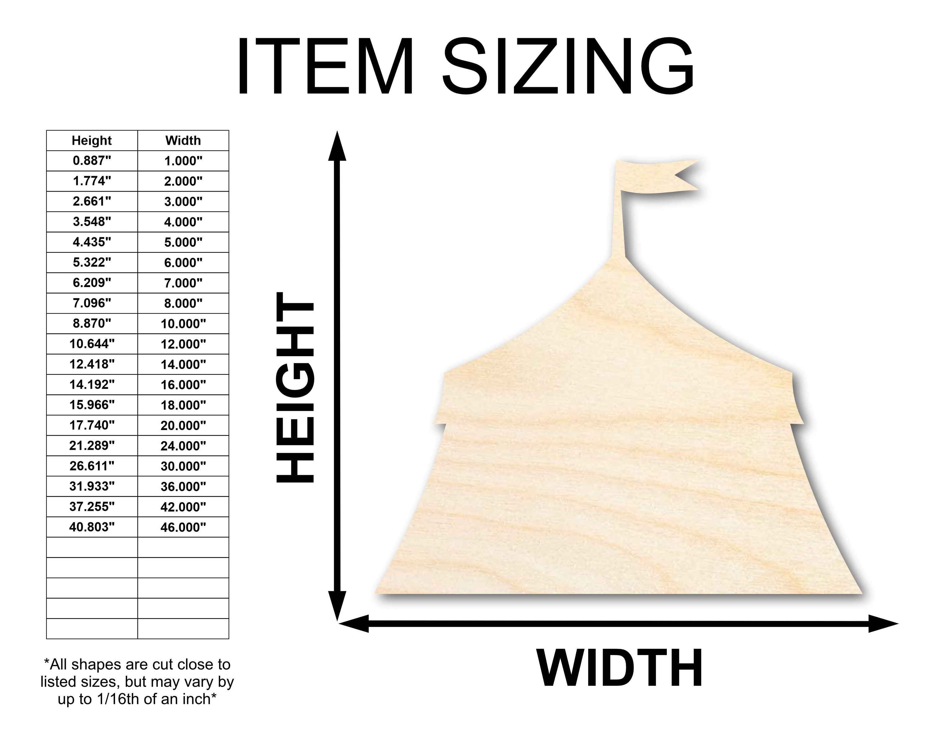 Unfinished Wood Circus Tent Shape | Fair | Craft Cutout | up to 46" DIY