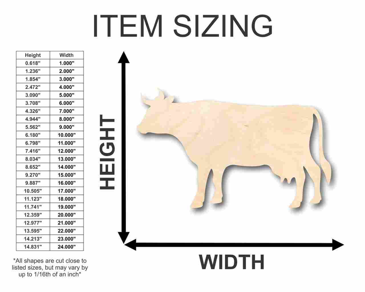 Unfinished Wood Cow Shape - Farm Animal - Craft - up to 46" DIY