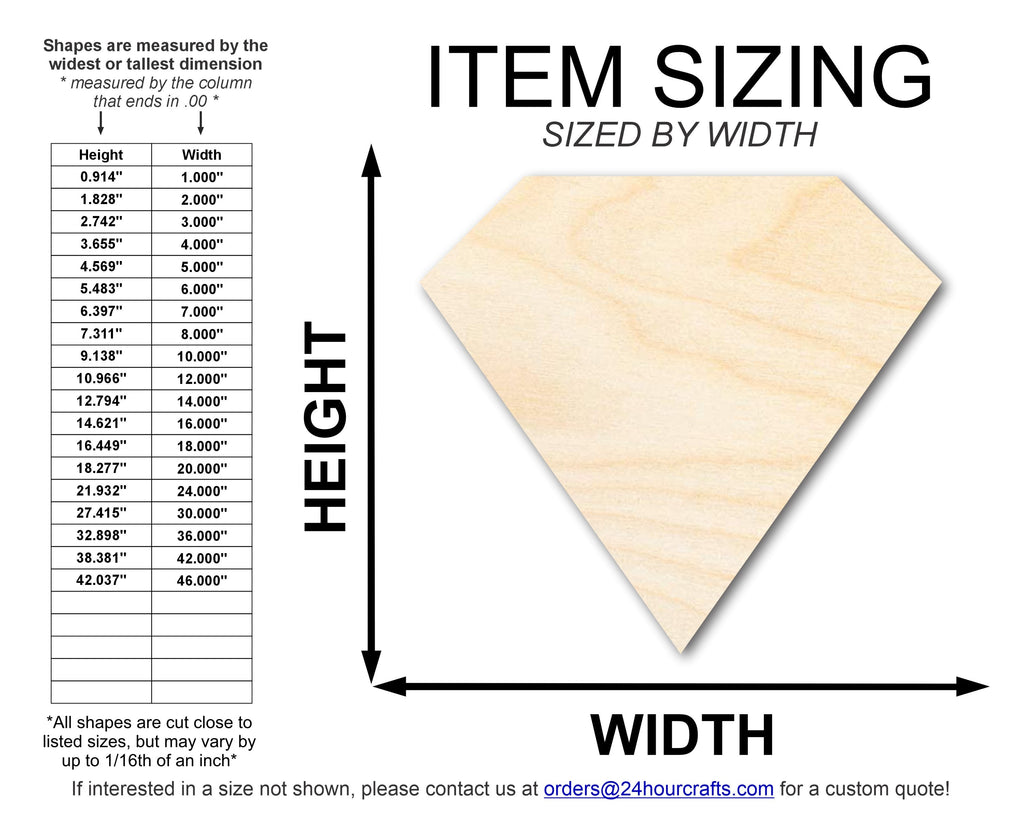 Unfinished Wood Diamond Shape | DIY Craft Cutout | Up to 36"