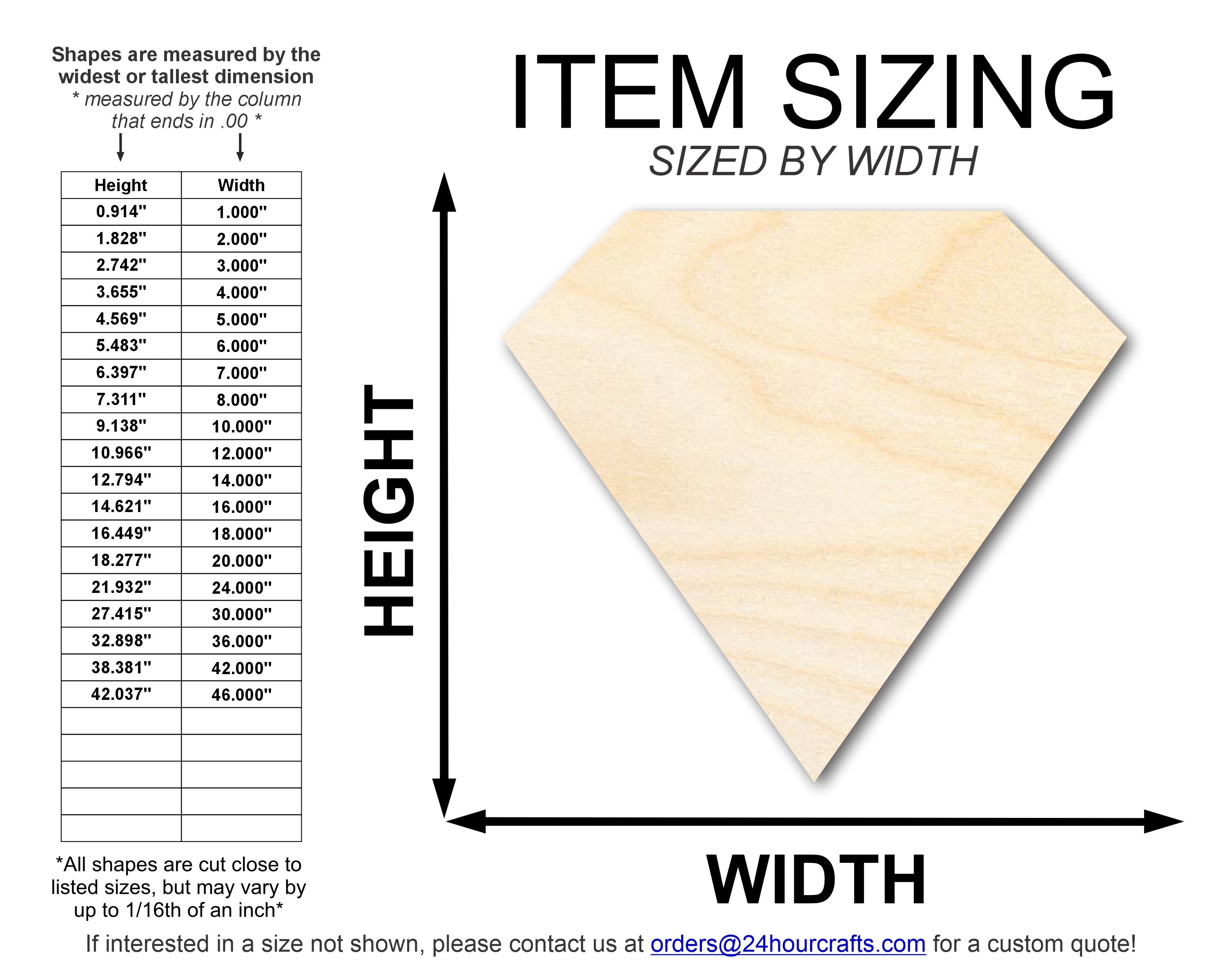 Unfinished Wood Diamond Shape | DIY Craft Cutout | Up to 36"