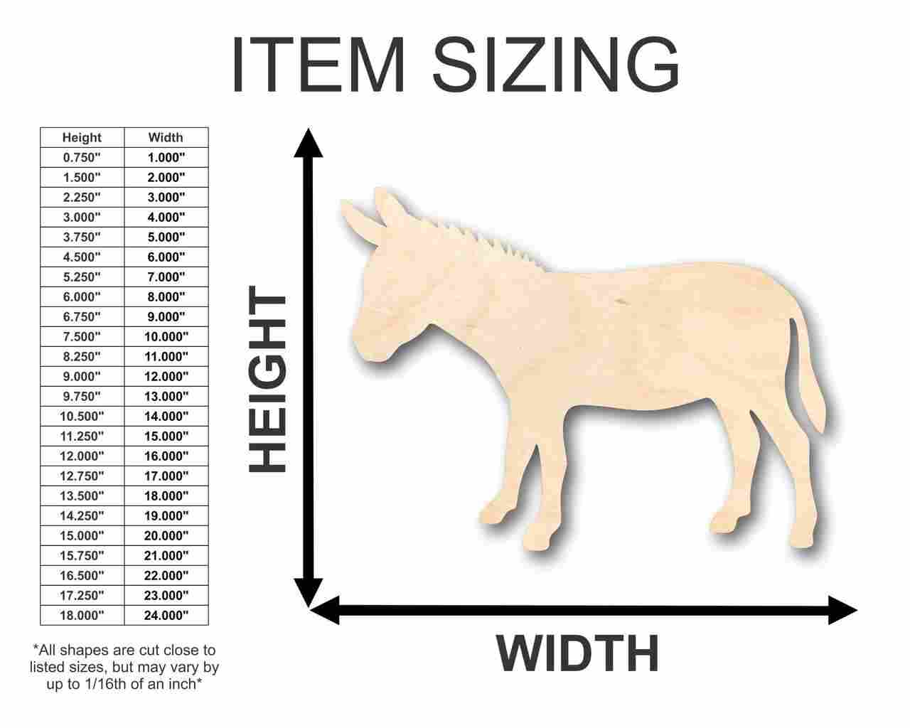 Unfinished Wood Donkey Shape - Animal - Craft - up to 46" DIY