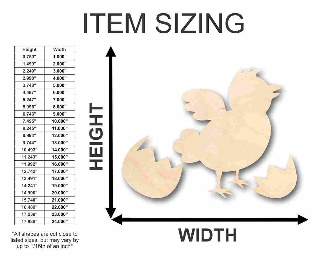 Unfinished Wood Easter Peep Chick Egg Shape - Craft - up to 46" DIY