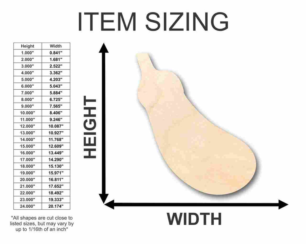 Unfinished Wood Eggplant Shape - Kitchen - Food - Craft - up to 46" DIY