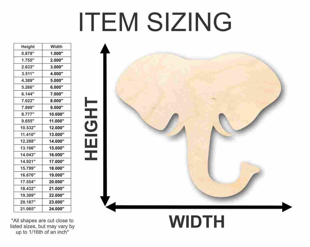 Unfinished Wood Elephant Head Shape - Animal - Wildlife - Craft - up to 46" DIY