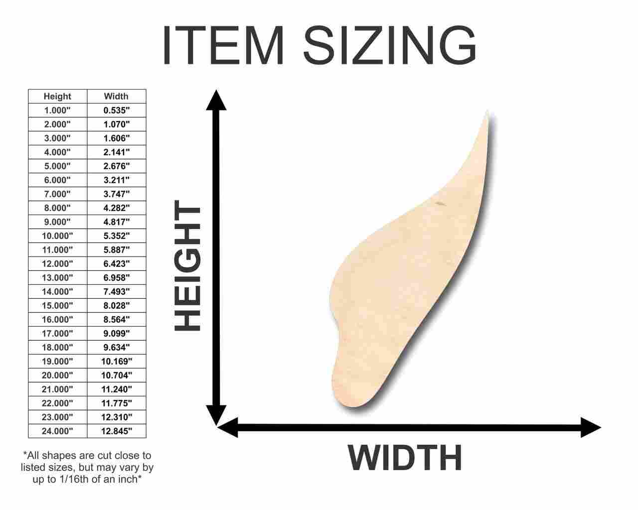 Unfinished Wood Elf Ear Shape - Magic - Costume - Craft - up to 46" DIY