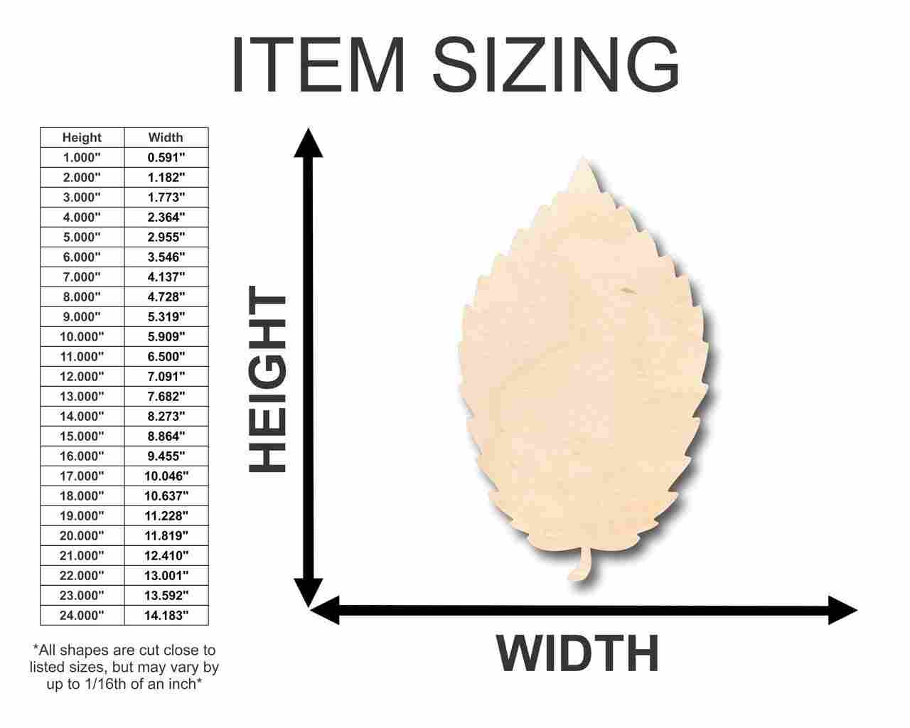 Unfinished Wood Elm Leaf Shape - Fall - Craft - up to 46" DIY