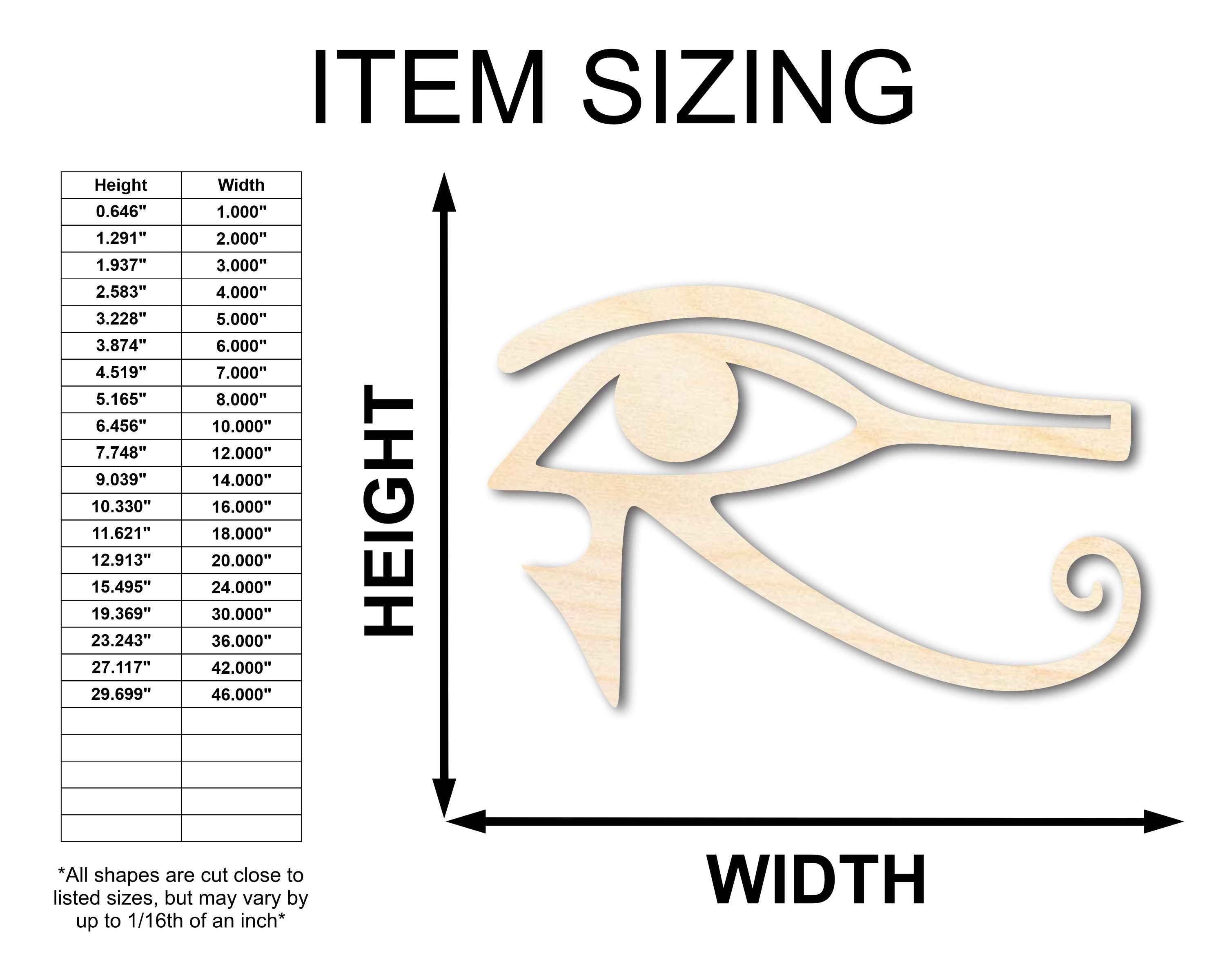 Unfinished Wood Eye of Ra Shape - Egypt - Mythical Craft - up to 46" DIY