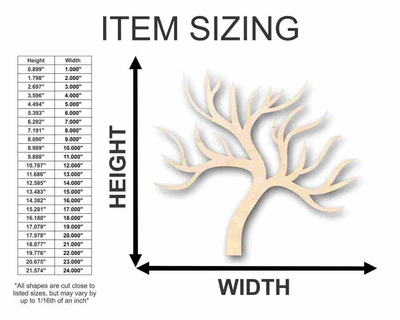 Unfinished Wood Tree No Leaves Shape - Fall - Winter - Craft - up to 46" DIY