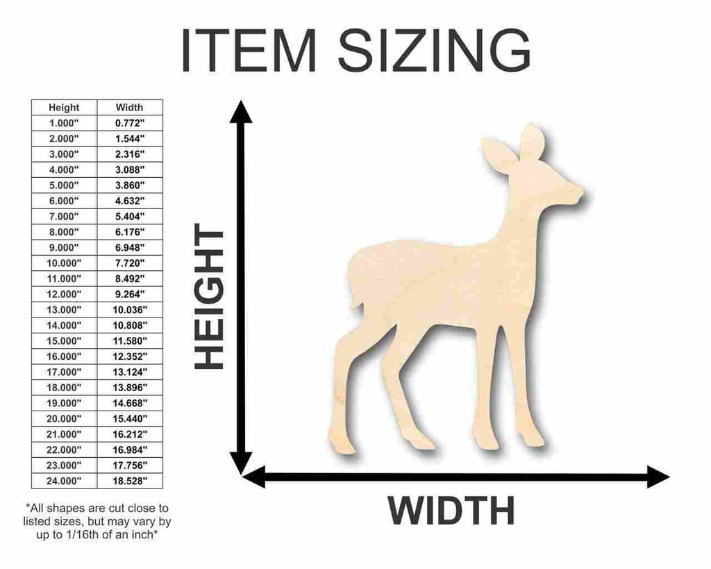 Unfinished Wood Fawn Deer Shape - Animal - Craft - up to 46" DIY