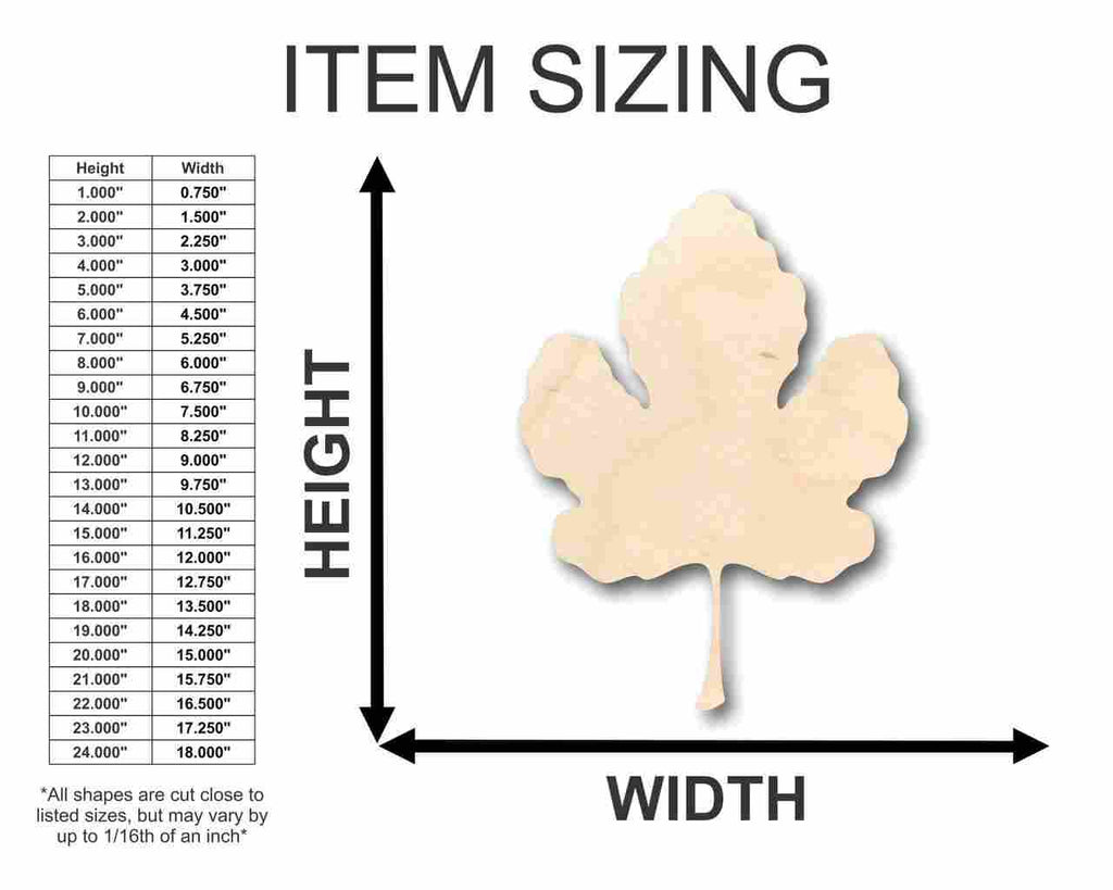 Unfinished Wood Fig Leaf Shape - Fall - Fruit - Craft - up to 46" DIY