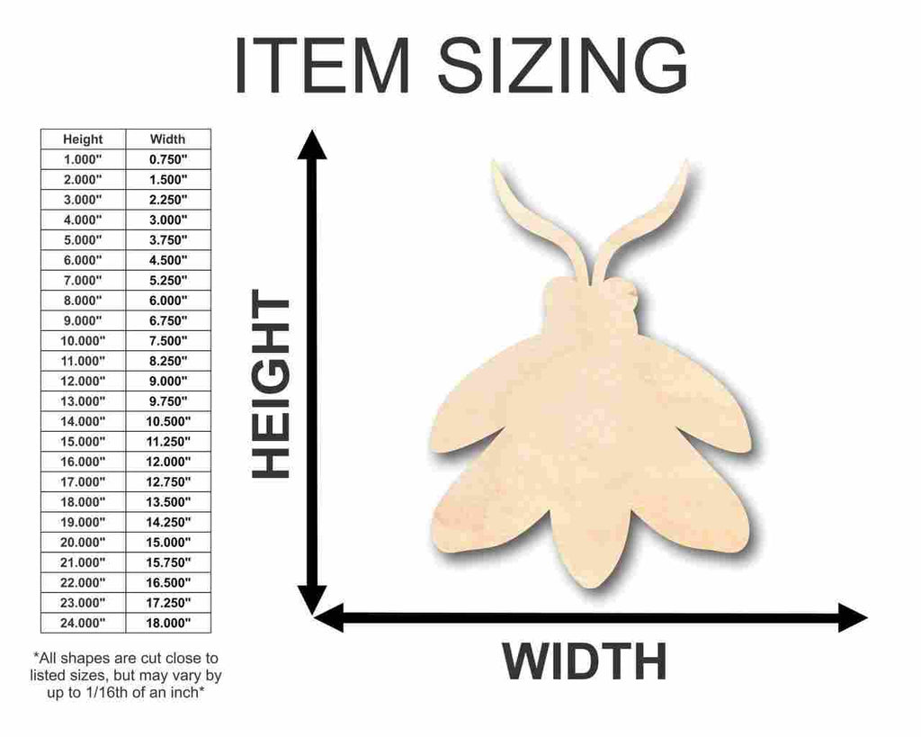 Unfinished Wood Firefly Shape -Insect - Animal - Wildlife - Craft - up to 46" DIY