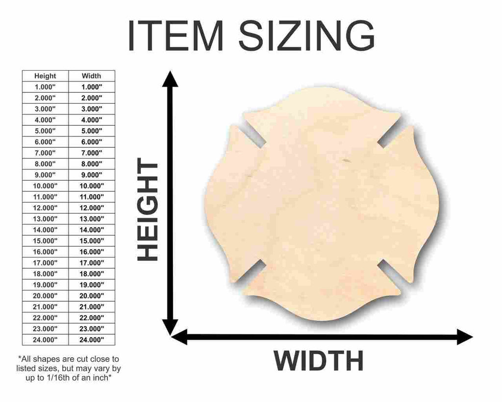 Unfinished Wood Fireman's Badge Symbol Shape - Firefighter - Craft - up to 46" DIY