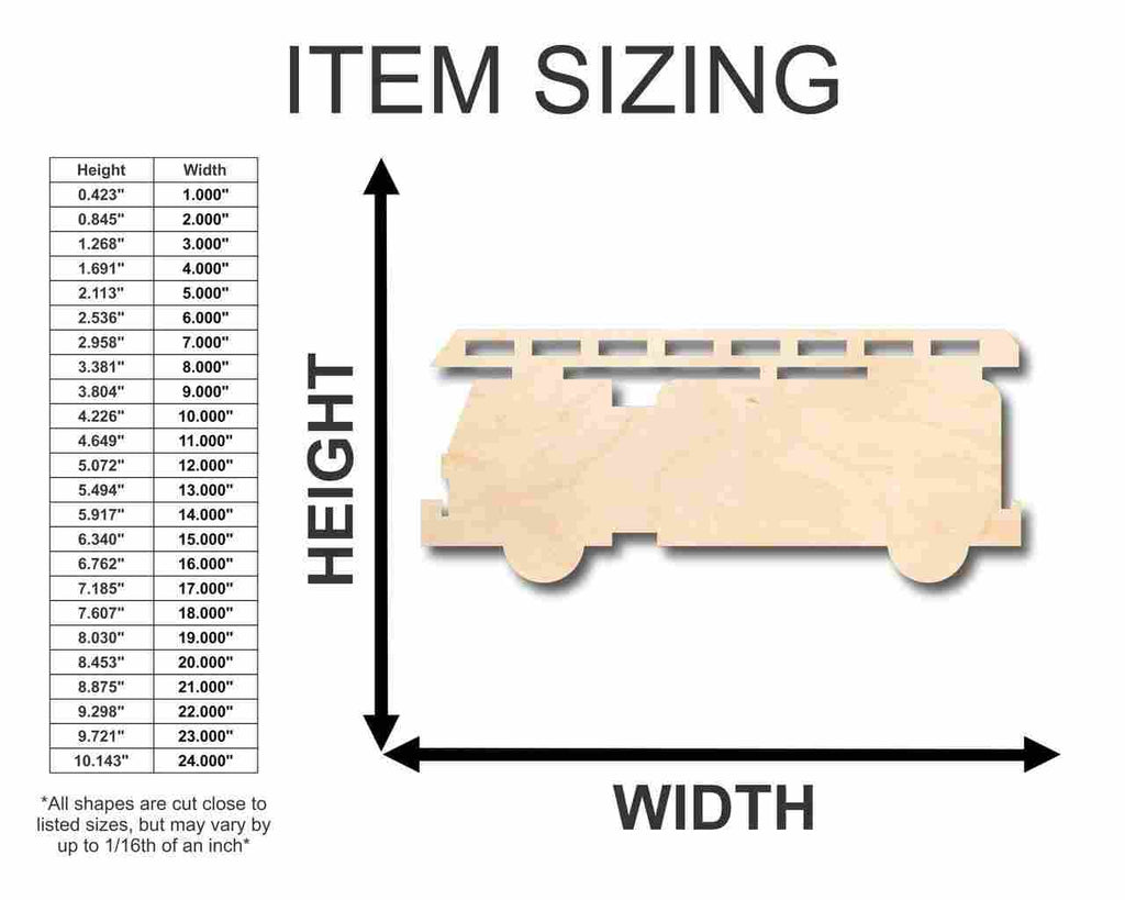 Unfinished Wood Fire Truck Shape - Firefighter - Craft - up to 46" DIY
