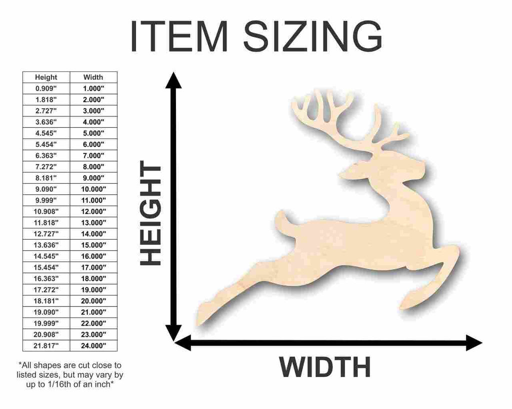 Unfinished Wood Flying Reindeer Shape - Rudolph - Christmas - Ornament - Craft - up to 46" DIY