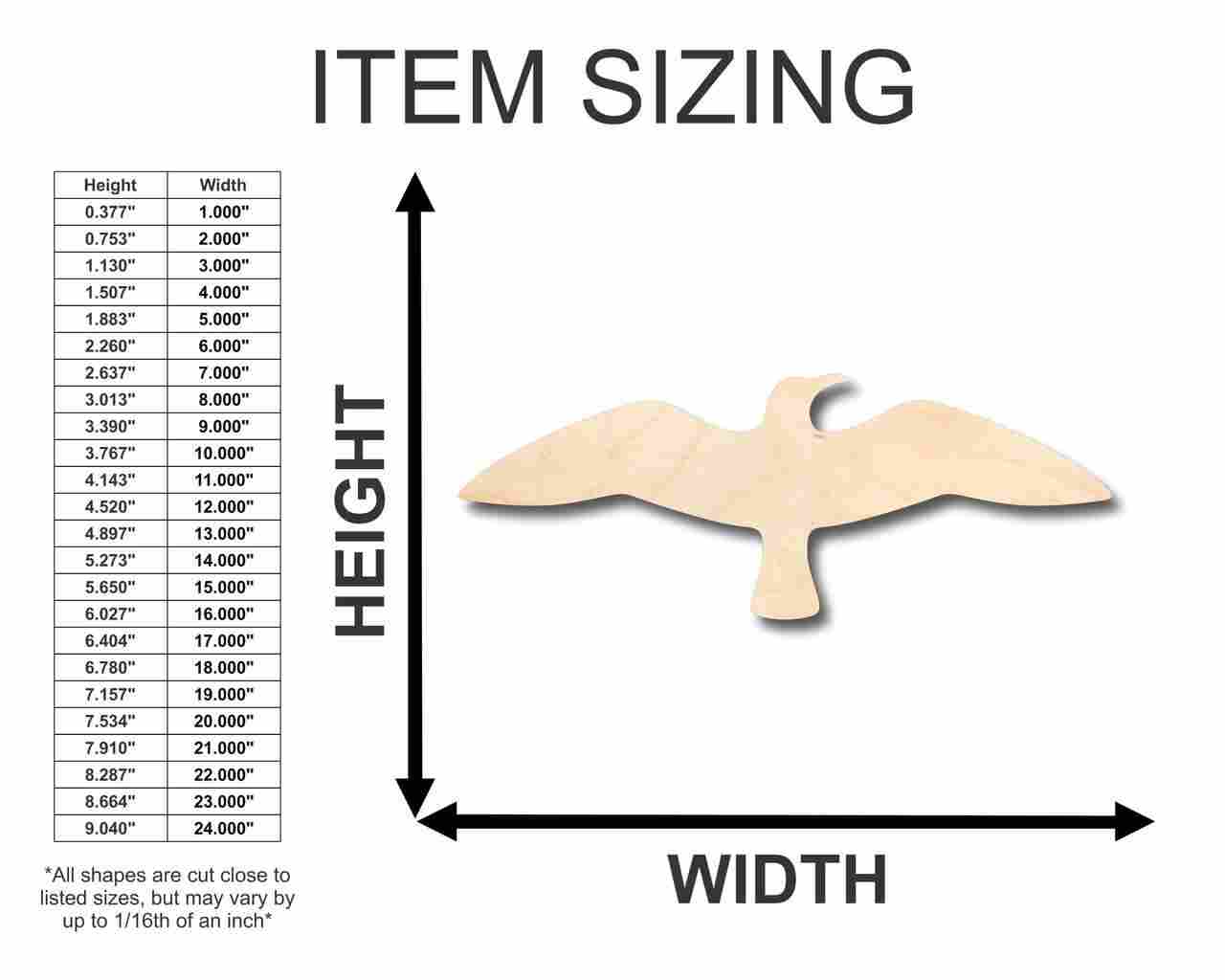 Unfinished Wood Flying Seagull Shape - Animal - Wildlife - Craft - up to 46" DIY