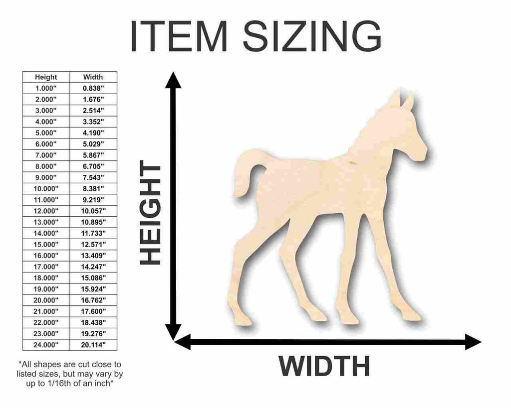 Unfinished Wood Foal Horse Shape - Animal - Craft - up to 46" DIY
