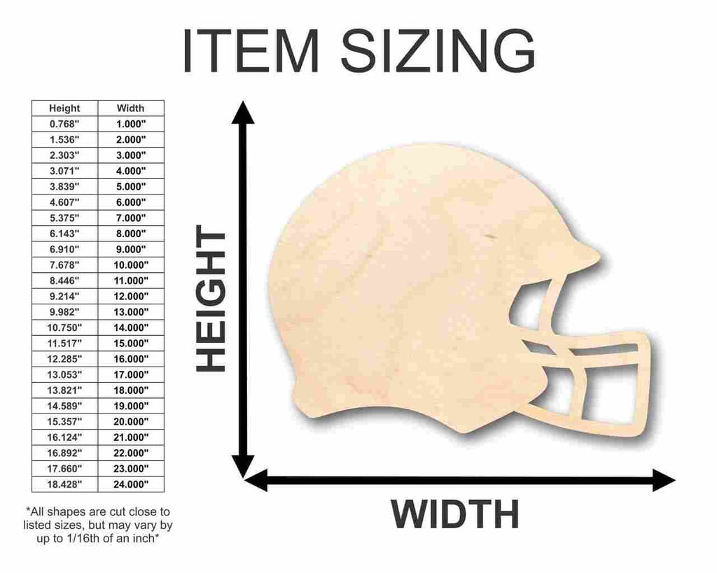 Unfinished Wood Football Helmet Shape - NFL DIY Helmet - Craft - up to 46"