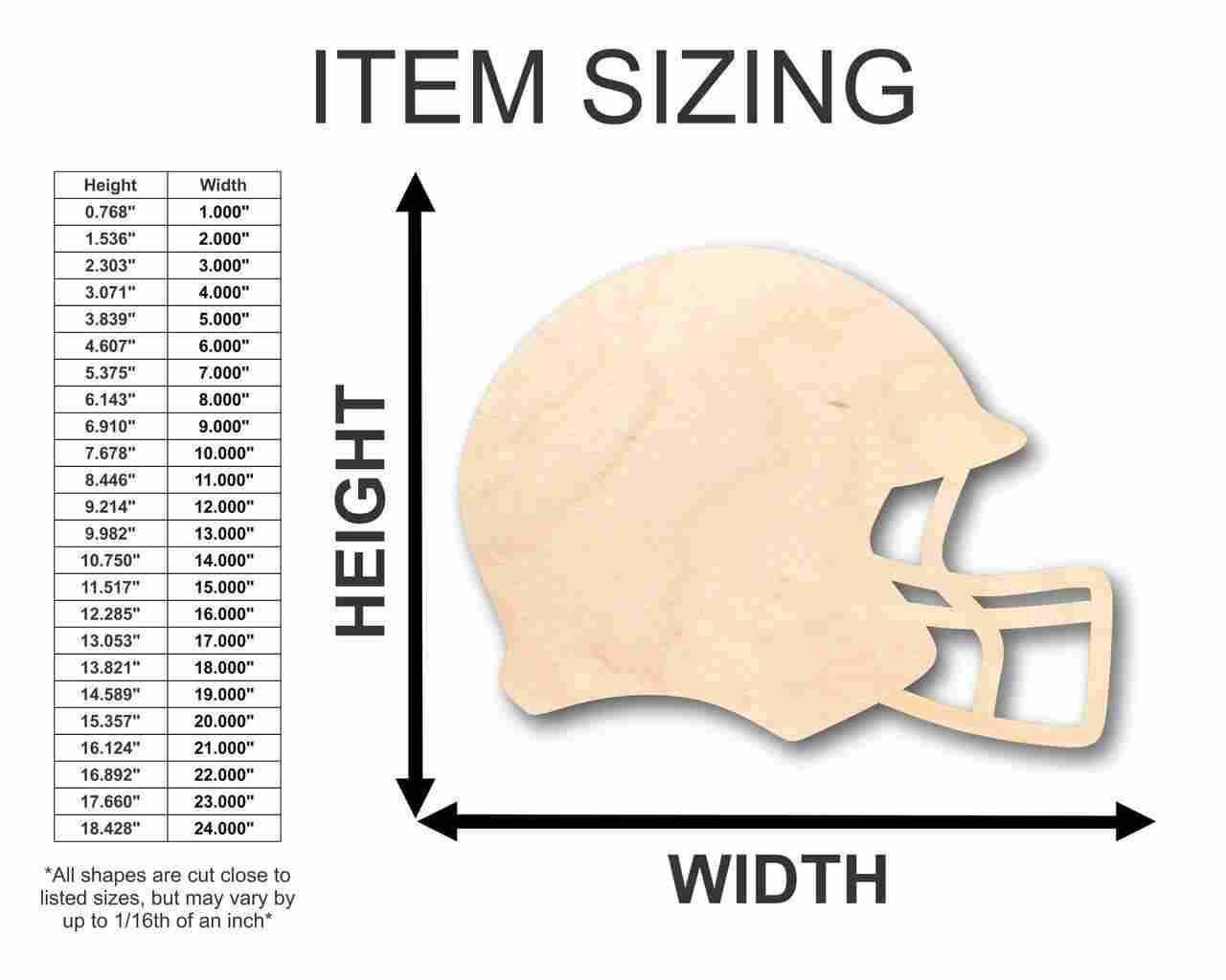 Unfinished Wood Football Helmet Shape - NFL DIY Helmet - Craft - up to 46"