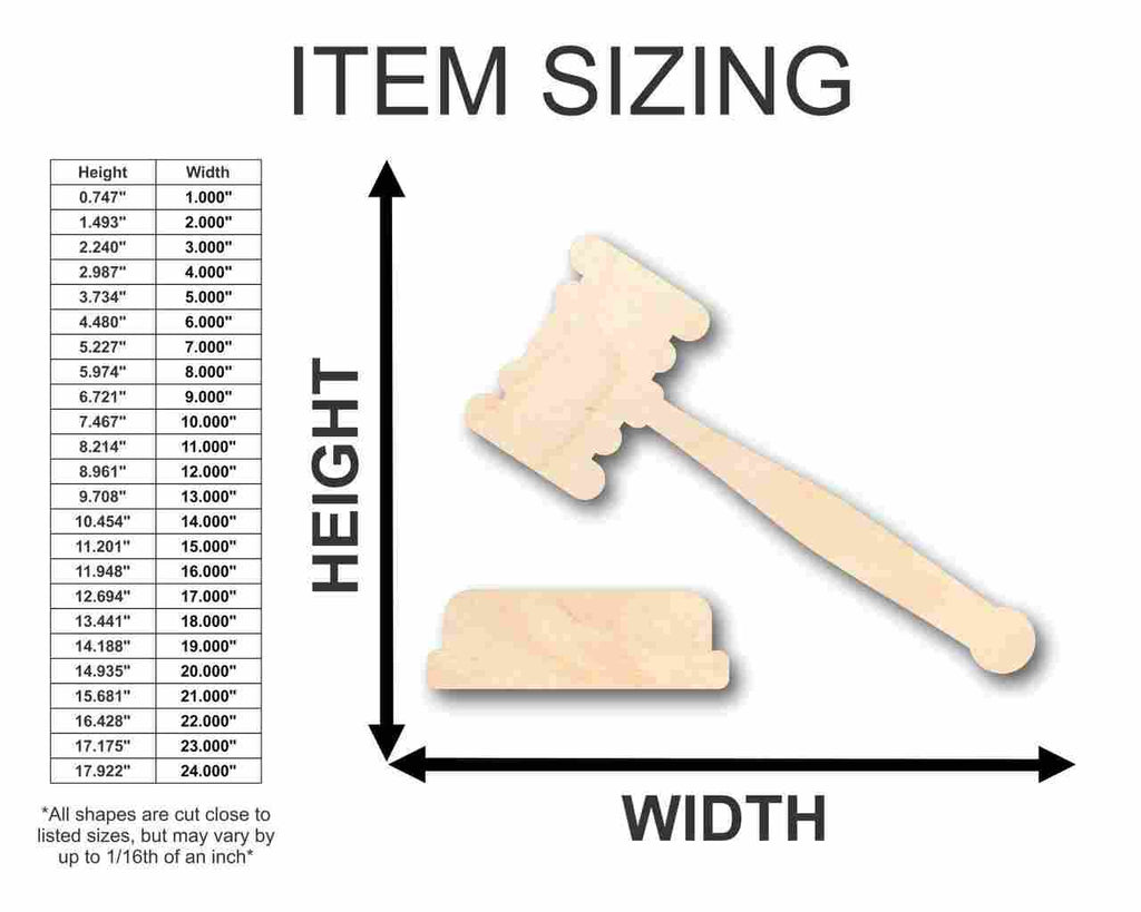 Unfinished Wood Gavel Shape - Law - Courthouse - (2 Piece) Craft - up to 46" DIY
