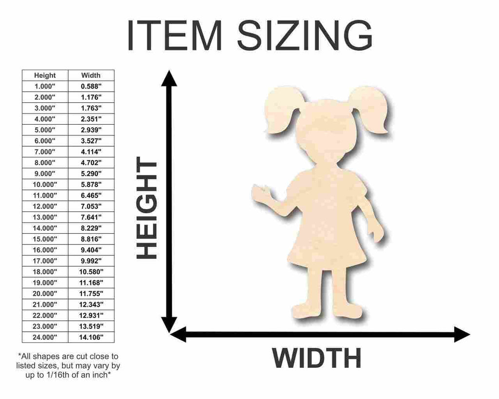 Unfinished Wood Girl Shape - Kid - Craft - up to 46" DIY