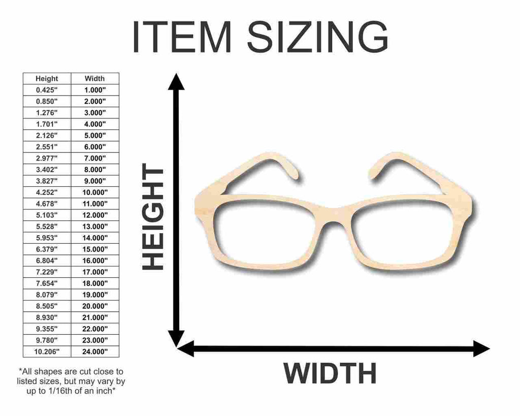 Unfinished Wood Glasses Shape - Craft - up to 46" DIY