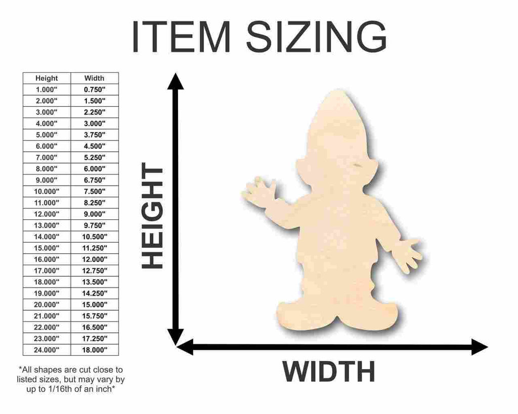 Unfinished Wood Gnome Shape - Garden - Mythical - Craft - up to 46" DIY