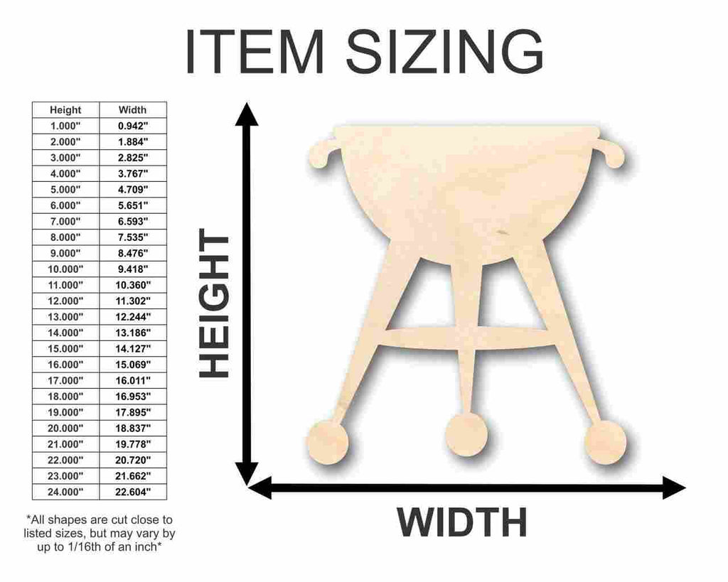 Unfinished Wood Grill Shape - Summer - Craft - up to 46" DIY