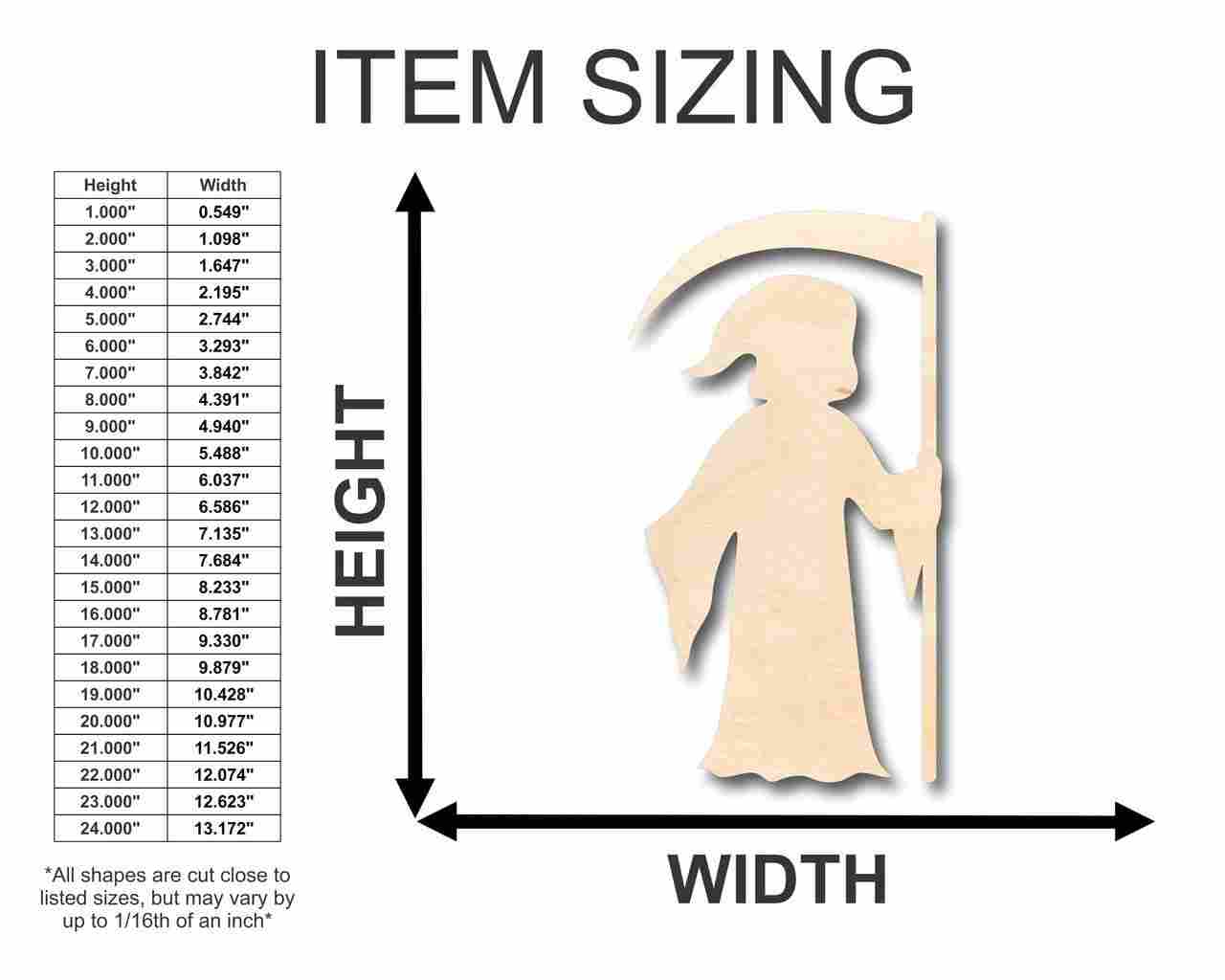 Unfinished Wood Grim Reaper Shape - Death - Craft - up to 46" DIY