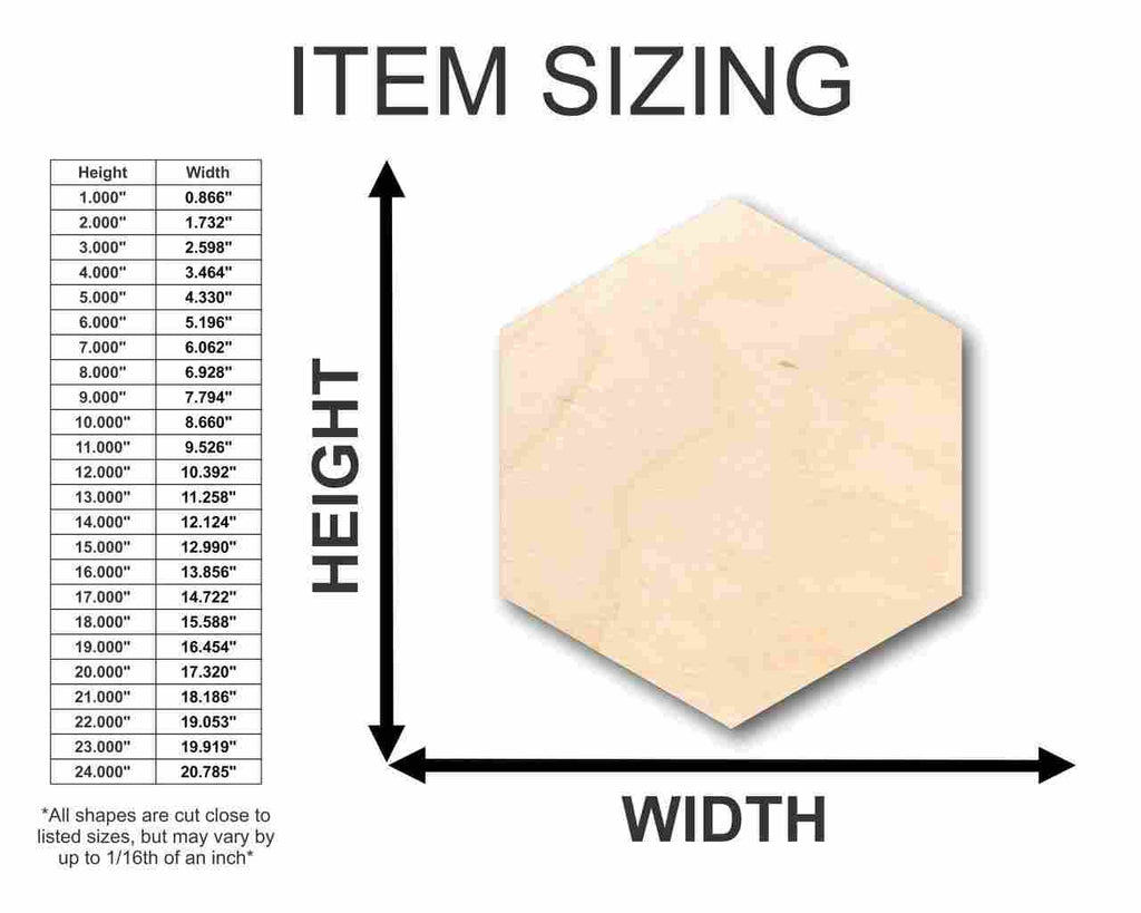 Unfinished Wood Hexagon Shape - Craft - up to 46" DIY