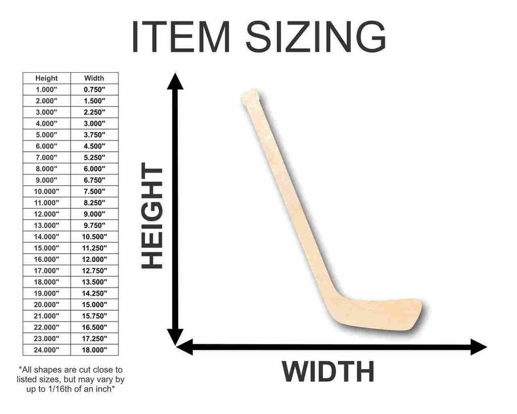 Unfinished Wood Hockey Stick Shape - Sporting - Craft - up to 46" DIY