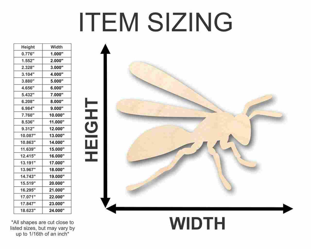 Unfinished Wood Hornet Shape - Insect - Animal - Wildlife - Craft - up to 46" DIY