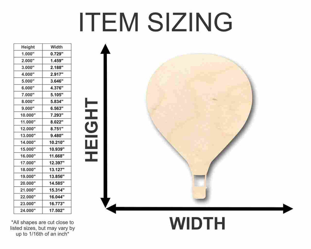 Unfinished Wood Hot Air Balloon Shape - Craft - up to 46" DIY