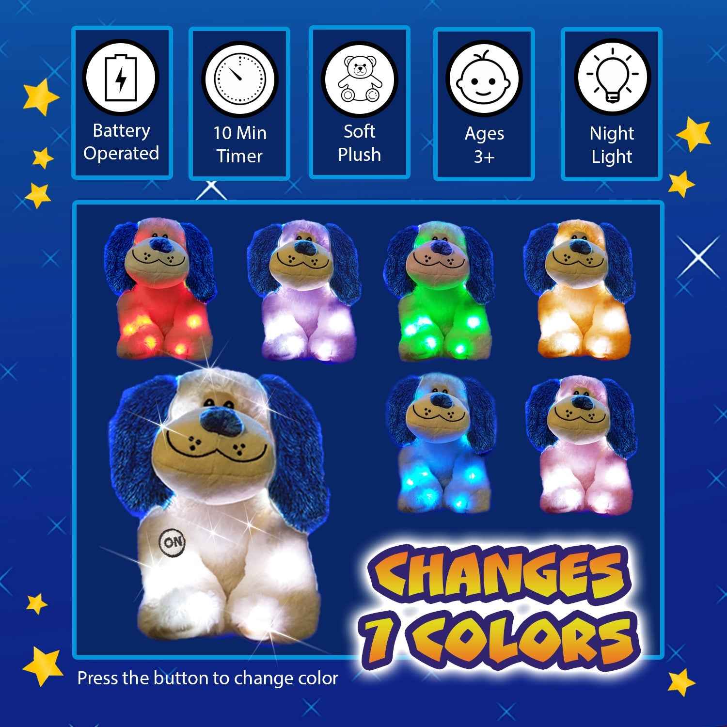 Rainbow Lites Puppy Dog Glow Plush LED Night Light Up Stuffed Animal (16 inch)
