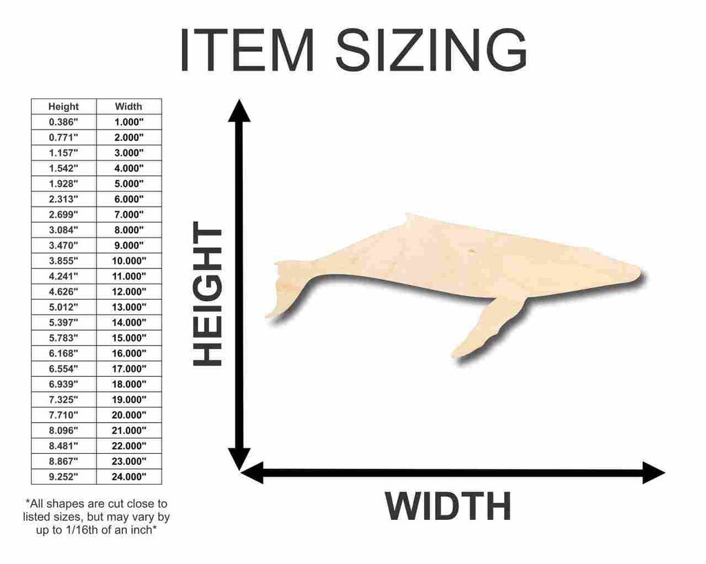 Unfinished Wood Humpback Whale Shape - Ocean - Craft - up to 46" DIY