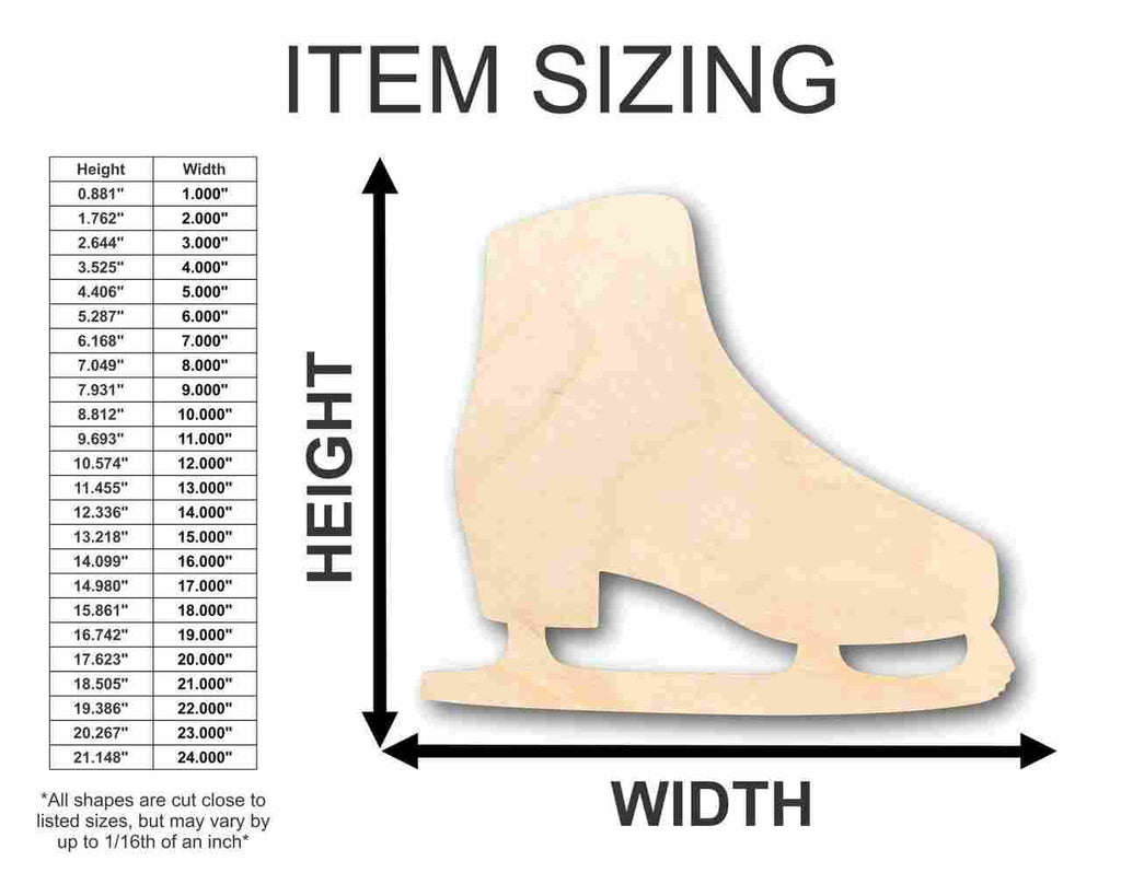 Unfinished Wood Ice Skate Shape - Winter - Craft - up to 46" DIY