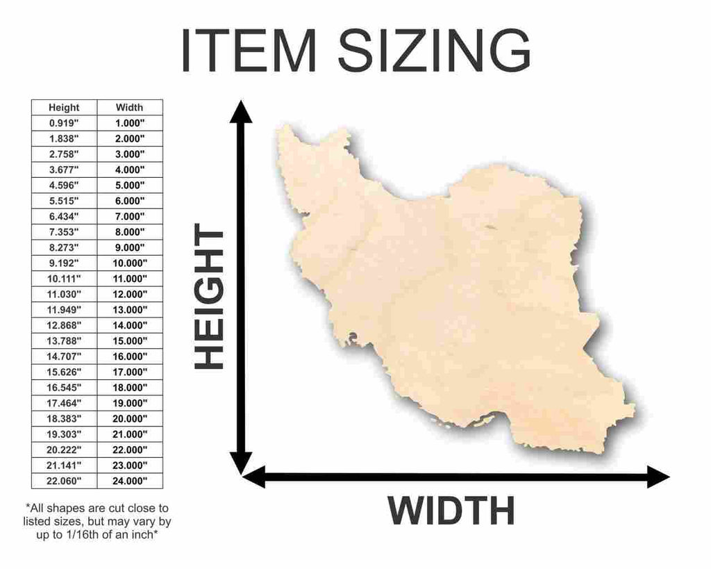 Unfinished Wood Iran Shape - Country - Craft - up to 46" DIY