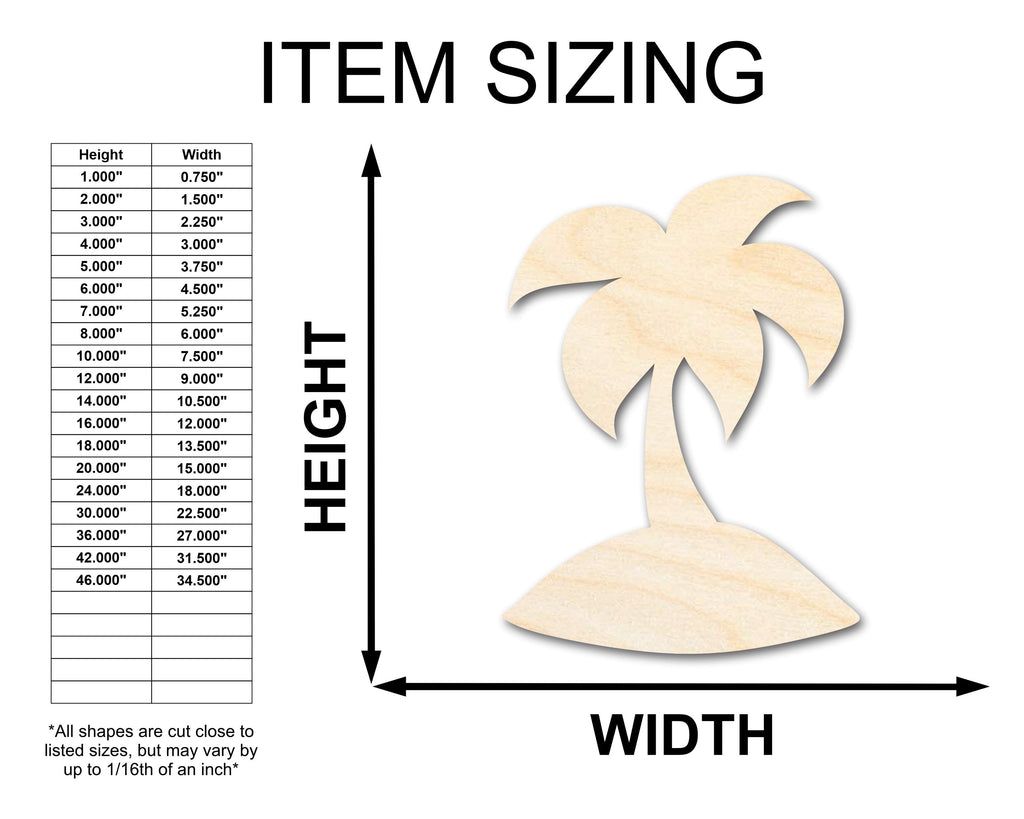 Unfinished Wood Island Palm Tree Shape - Craft - up to 46" DIY