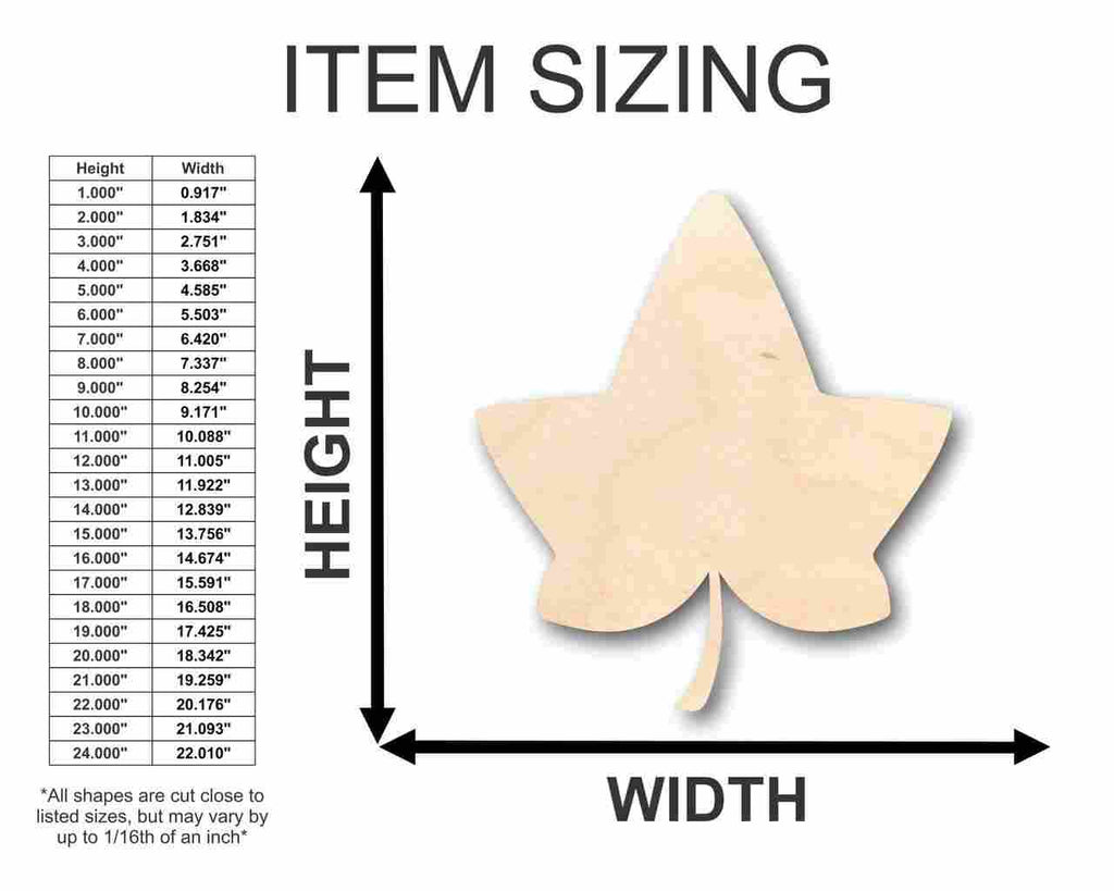 Unfinished Wood Ivy Leaf Shape - Fall - Craft - up to 46" DIY