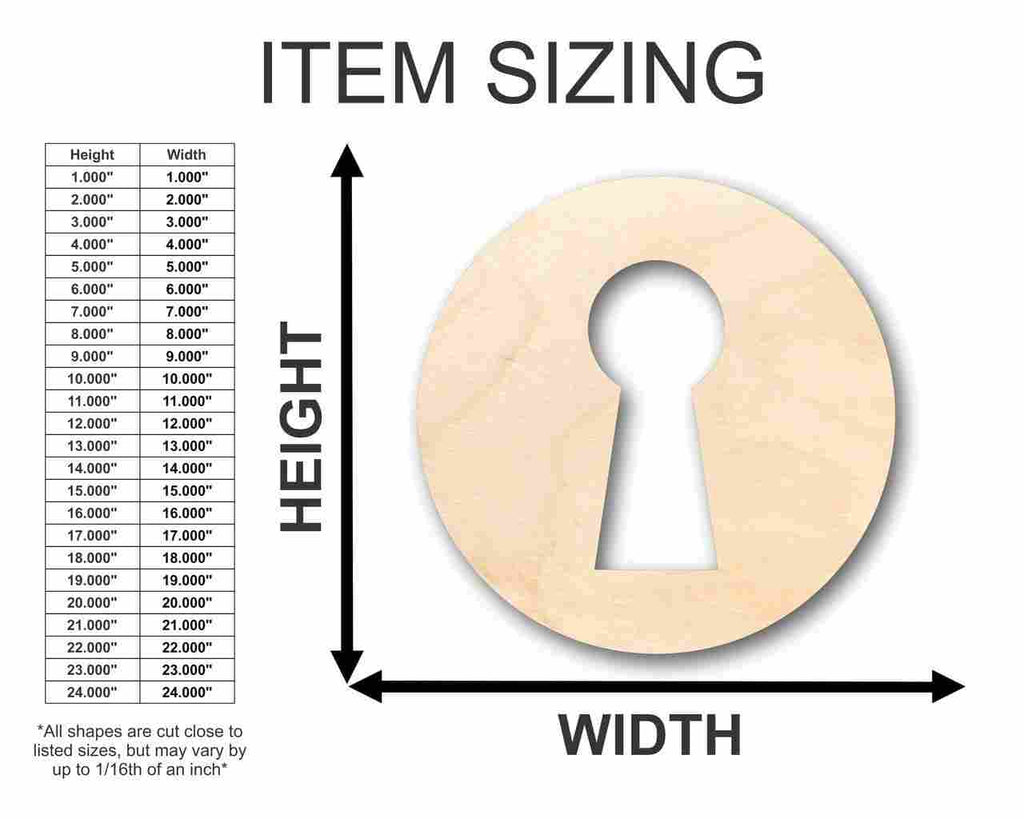 Unfinished Wood Key Hole Shape - Craft - up to 46" DIY
