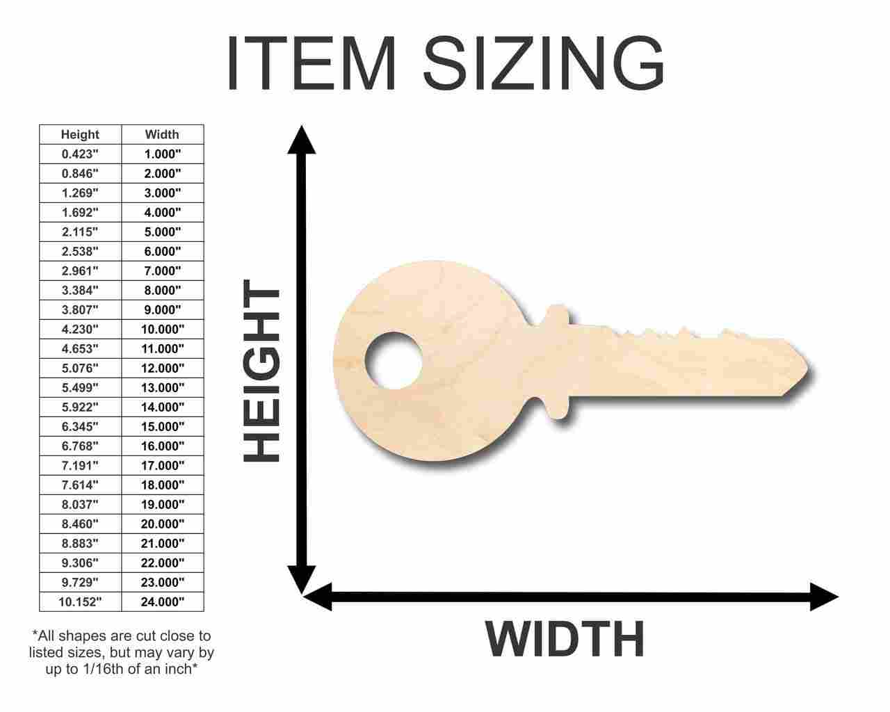Unfinished Wood Key Shape - Craft - up to 46" DIY