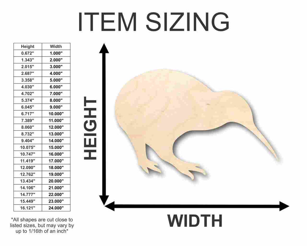 Unfinished Wood Kiwi Shape - New Zealand - Animal - Bird - Wildlife - Craft - up to 46" DIY
