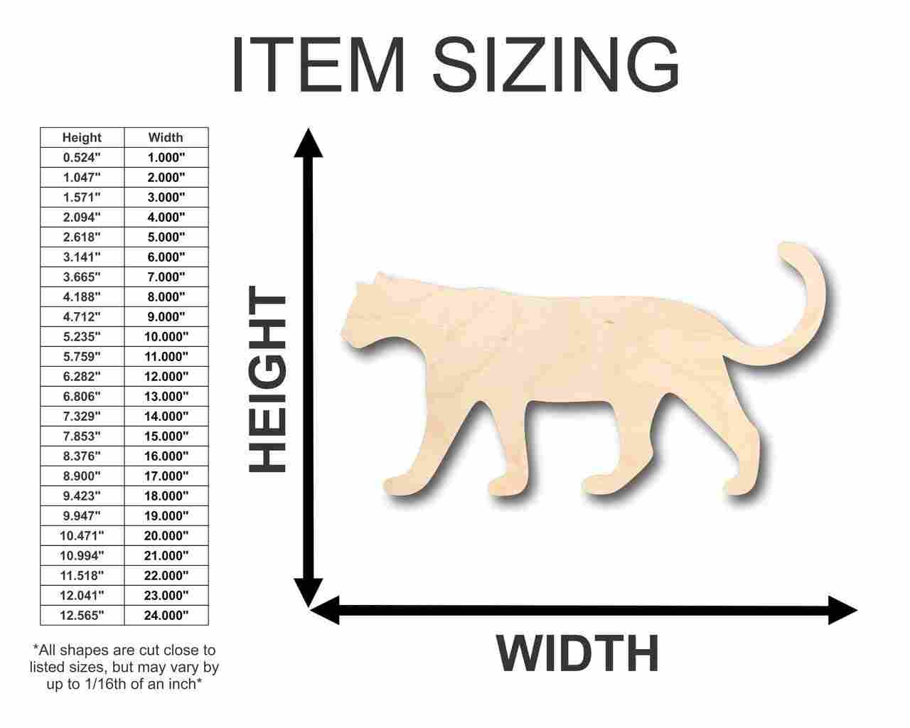 Unfinished Wood Leopard Shape - Animal - Wildlife - Craft - up to 46" DIY