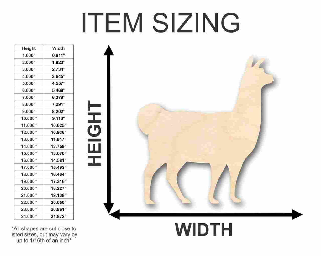 Unfinished Wood Llama Shape - Farm Animal - Craft - up to 46" DIY