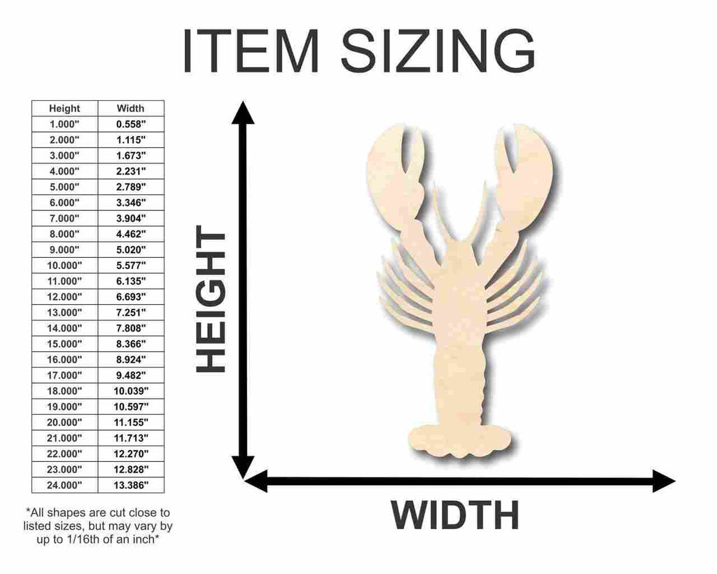 Unfinished Wood Lobster Shape - Ocean - Nursery - Craft - up to 46" DIY