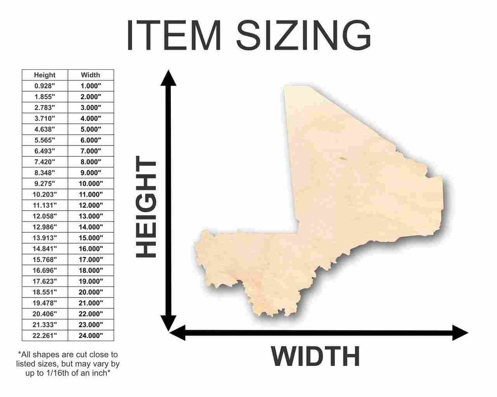 Unfinished Wood Mali Shape - Country - Craft - up to 46" DIY
