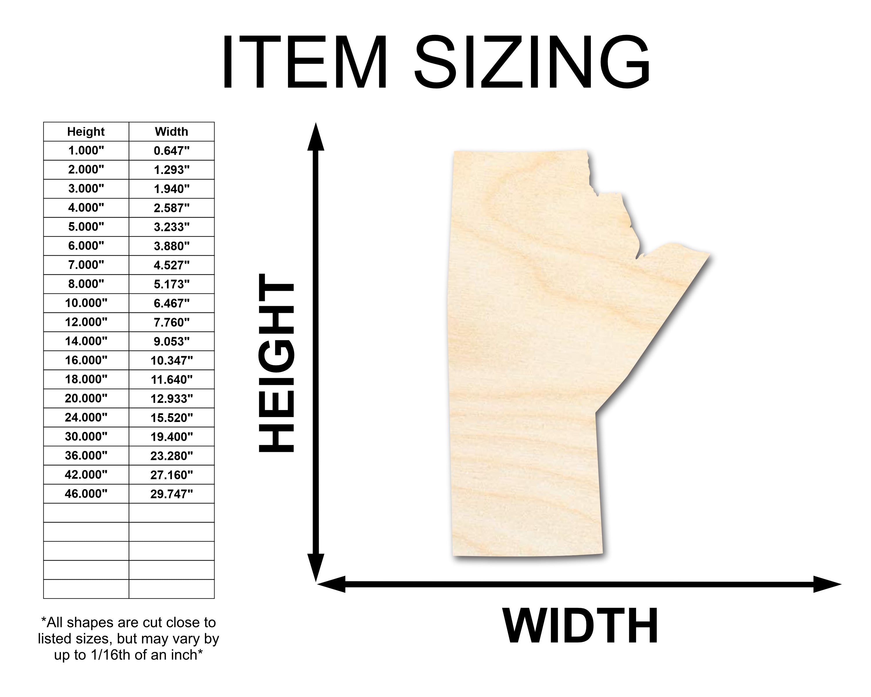 Unfinished Wood Manitoba Province Shape - Canada Province Craft - up to 46" DIY