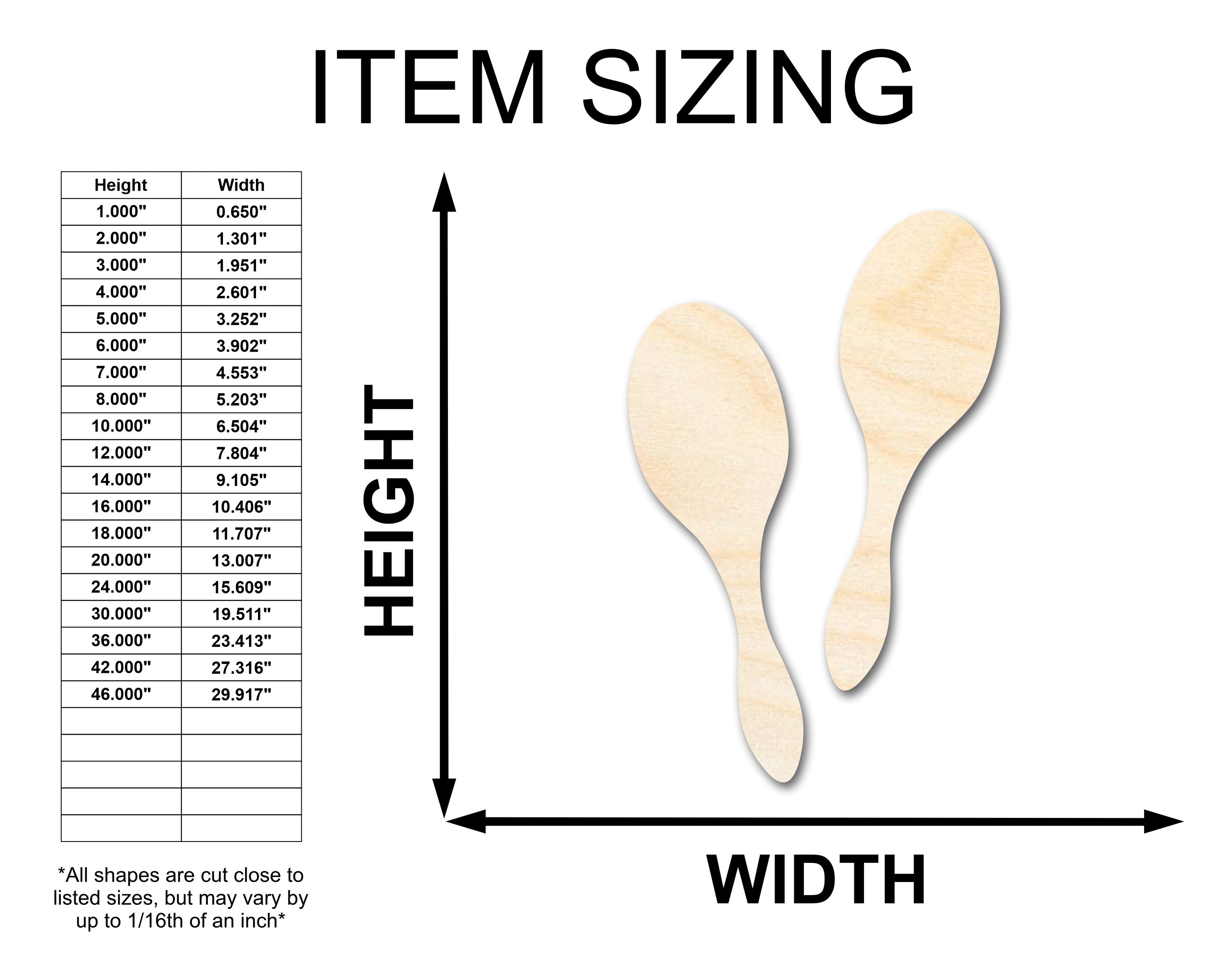 Unfinished Wood Maracas Shape - Craft - up to 46" DIY