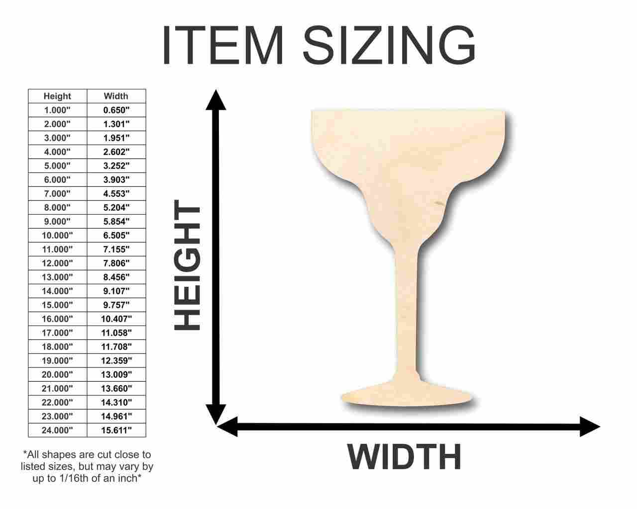 Unfinished Wood Margarita Shape - Bar - Craft - up to 46" DIY
