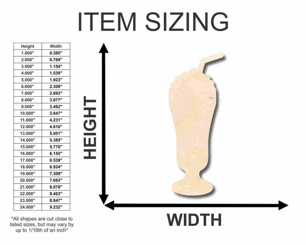 Unfinished Wood Milkshake Shape - Kitchen - Food - Craft - up to 46" DIY