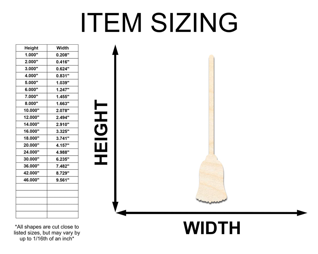 Unfinished Wood Broom Shape | Craft Cutout | up to 46" DIY